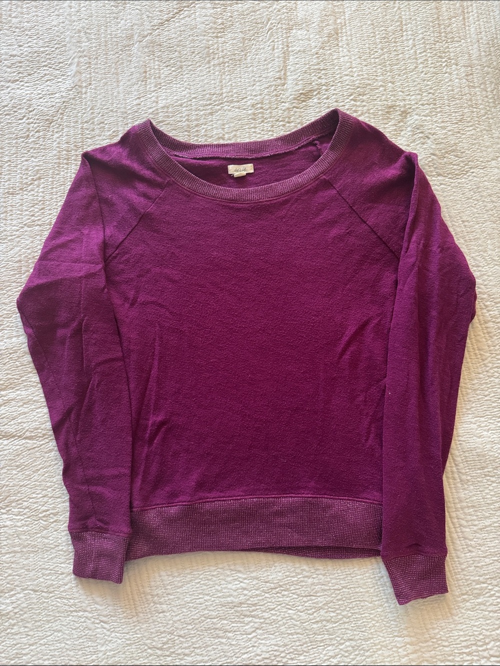 aerie Sweater in Plum with Glitter/Metallic Hem and Cuffs